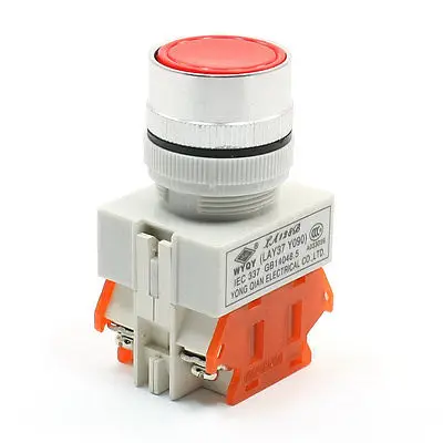 

Red Round Flat Button Momentary 1NO 1NC DPST Pushbutton Switch 660V 10A
