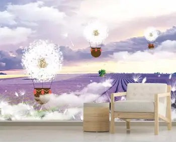 

CJSIR Custom Wallpaper Mural Lavender Hot Air Balloon Living Room Sofa TV Background Wall Decorative Painting 3d Wallpaper