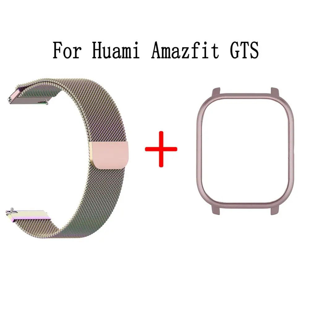 Для Xiaomi Huami Amazfit GTS Smart Watch Band 2в1 металлический браслет+ PC чехол для Amazfit GTS Миланский ремешок на запястье защитный чехол - Цвет: Package 2