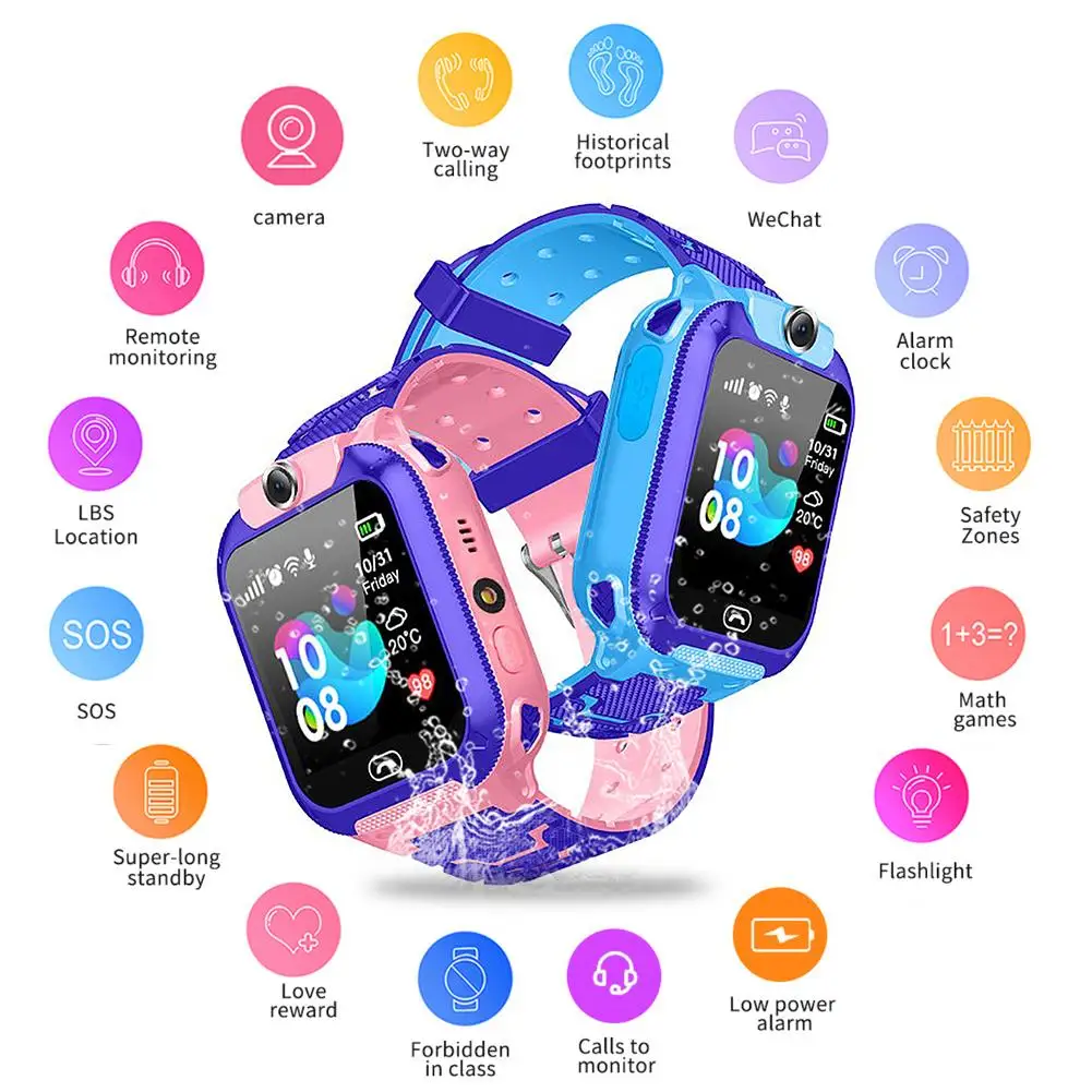 

Kids Smart Watch Multi-Function Camera Insert Card 2G Waterproof Remote Positioning Touch Screen Watch with LBS Location Monitor