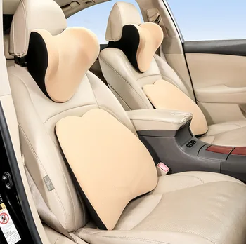 

Auto Headrest Neck Pillow Seat Back Lumbar Support Head Restraint Cushion Memory Foam Car Pillows Set Universal for Lower Back