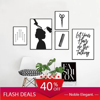 Online Leinwand Malerei Hairstylist Geschenk Salon Decor Friseur Schönheit Salon Poster Und Drucke Haar Wand Kunst Frauen Mädchen Wand Hause Dezember