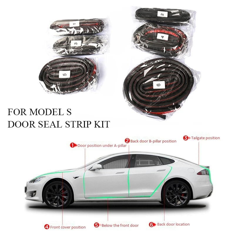 Car Door Seal Strip Kit Soundproof Strip Noise Insulation Weather Strip Sealing For Tesla Model