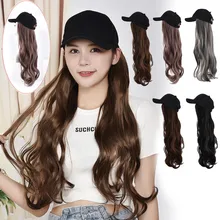 H25 Новое поступление, шапка из искусственного меха, шапка, женский парик для девочек, бейсбольная кепка, длинные вьющиеся волосы, шапки, бейсболка