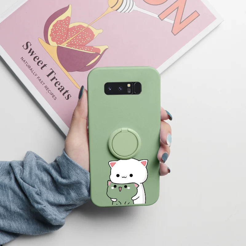 For Samsung Galaxy Note 10 9 8 Case Magnetic Ring Holder Fundas For Samsung GalaxyNote10 GalaxyNote9 GalaxyNote8 Flower TPU Etui kawaii samsung cases Cases For Samsung