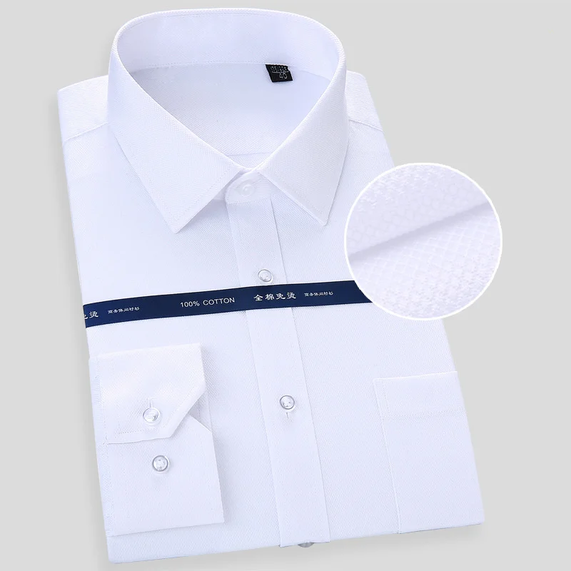 Comprar Camisa de vestir de manga larga de hombre sin hierro de alta calidad Blanco azul negocios Casual masculino Social Regular ajuste de talla grande