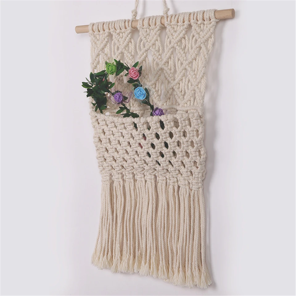 Boho Hanging Basket Woven Pocket Macrame Wall Hanging Tapestry Bohemian Room Decoration Nordic Style Home Dorm Chic Wall Accents Boho Hanging Basket Woven Pocket Macrame Wall Hanging Tapestry Bohemian Room Decoration Nordic Style Home Dorm Chic Wall Accents