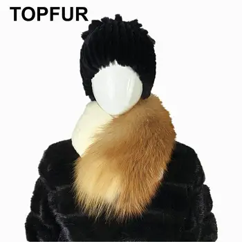 

TOPFUR 2019 New Fashion Winter Female Shawl Long Scarf Women Real Rabbit Fur Scarfs Real Red Fox Fur Natural Fur Luxury Scarfs