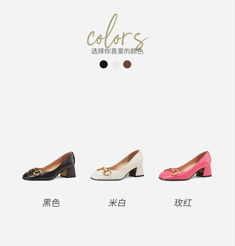 The New Summer Edition Of 2021 Women's Pure Color High-Heeled Shoes With Horseback Buckle Casual Fashion And All-Match Women's s