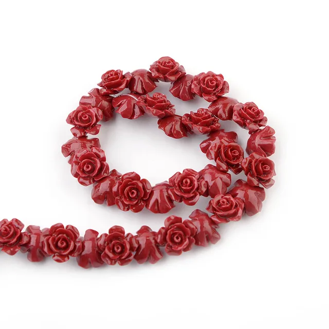 1 Strand 6 8 10 12 15mm Camelia Flower Beads Artificial Coral Beads For Jewelry Making DIY Bracelet Neckalce Accessoires red