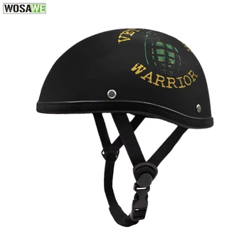 

WOSAWE Motorcycle Half Helmet Vintage Half Face Protection Helmet Scooter Vintage Retro vintage German Style Moto Helmet Black