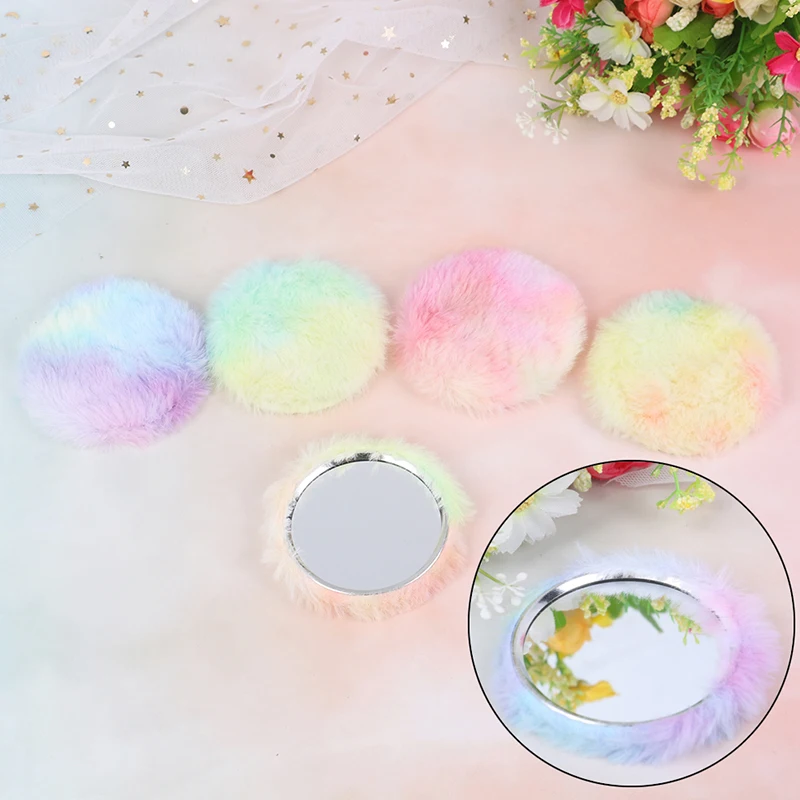 1 PC Convenient Cute Cartoon Round Mini Portable Hand Mirror Pocket Portable Makeup Tool Makeup Random Color
