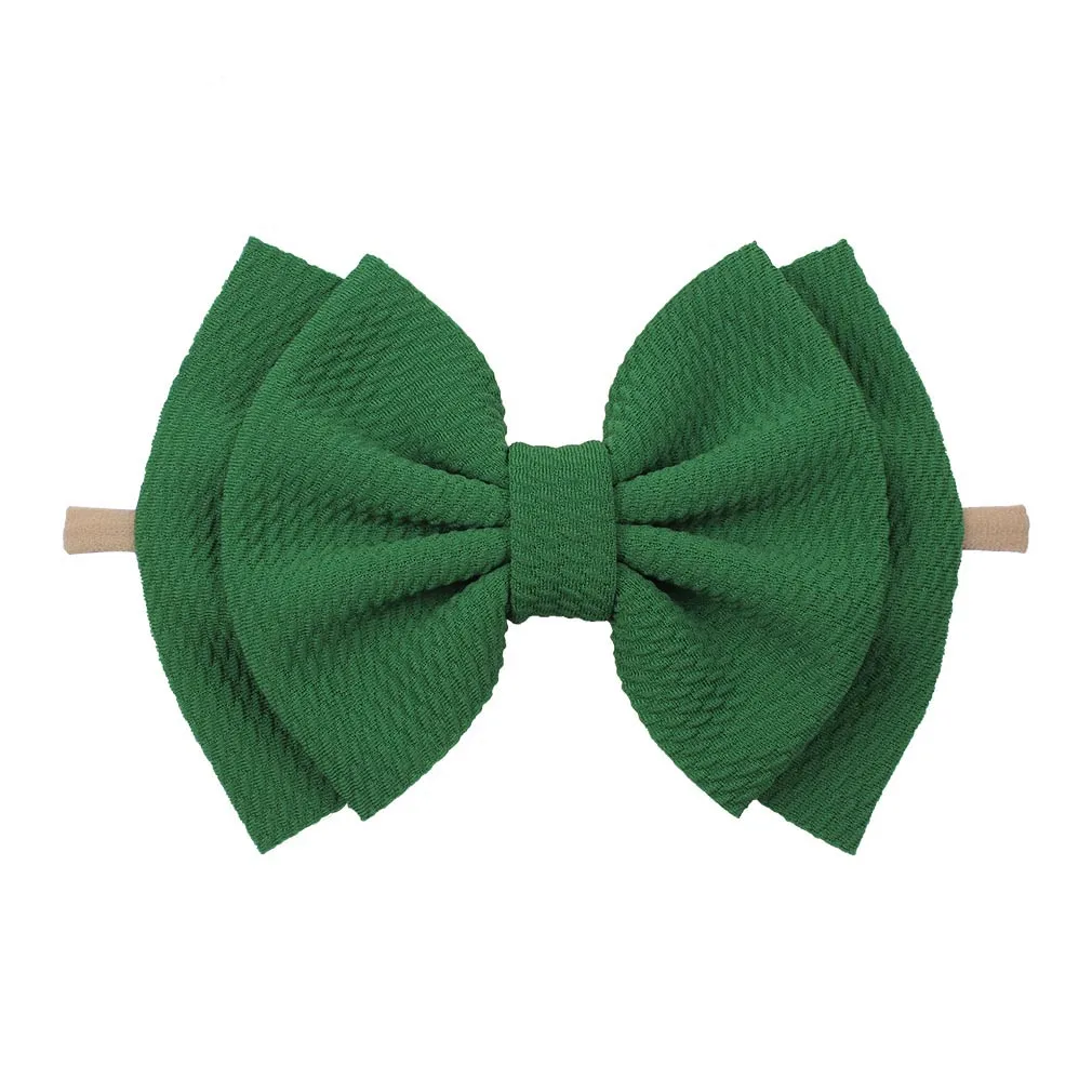 6 inch bow-green 7 дюймов Большой двойной слой волос бант головная повязка для девочек горячая Распродажа эластичные ленты для волос Детские Цельный тюрбан головная повязка аксессуары для волос - Цвет: 6 inch bow-green