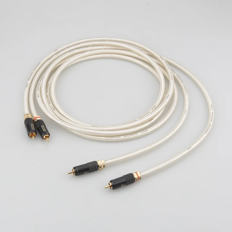 US $16.80 Free Shipping Hifi Signature OFC Silver Platedr Interconnect Cable With 0144 Gold Plated RCA Plugs