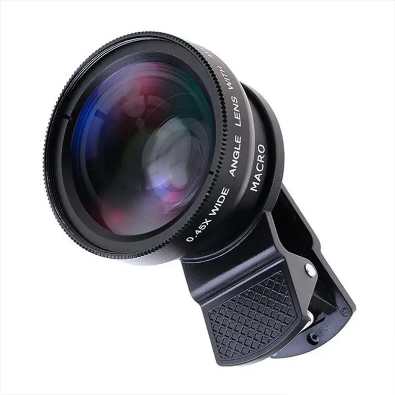 Phone Lens Universal Clip Mobile Phone Lens Wide Angle Microspur Two-In-One Phone Lens (37MM 0.45X 49UV)