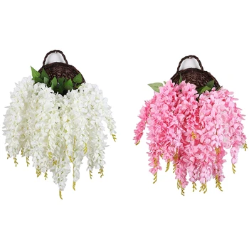 

Silk Wisteria Flower Artificial Hanging Wisteria Vine Fake Flower Bush String Home Party Wedding Decoration,Pack Of 4
