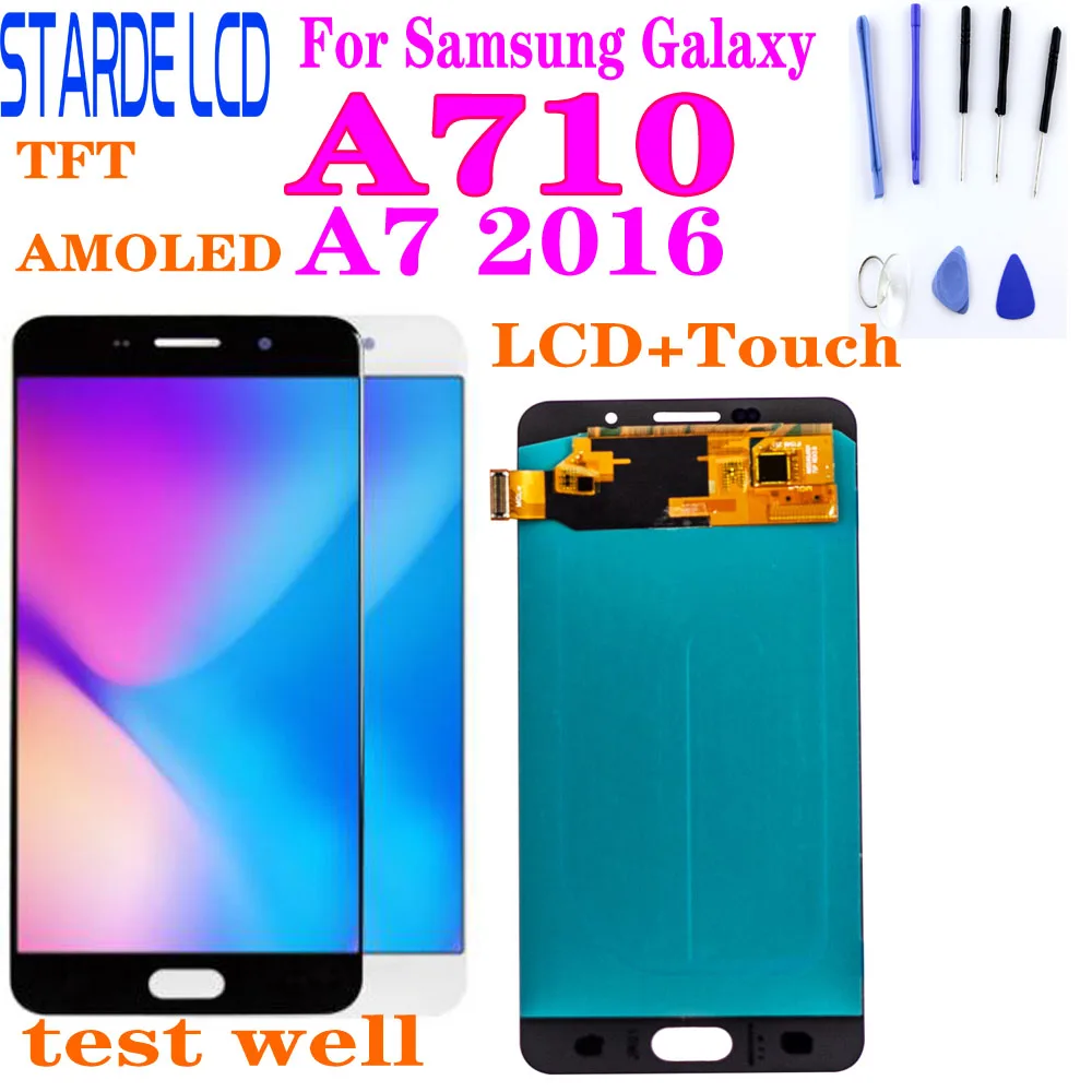 Super Amoled ЖК-дисплей для Samsung Galaxy A7 A710 A710F A710M A710Y A7100 ЖК-дисплей Дисплей кодирующий преобразователь сенсорного экрана в сборе