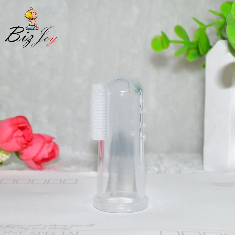 

Transparent clear Crystal Kids Useful Soother Teether Food grade silicone Mother Infant finger toothbrush Teeth clean Baby Care