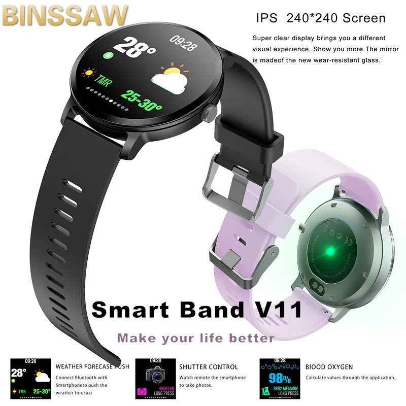 Smart Wristband Fitness BINSSAW Smart Watches Men Waterproof Sports  Tracker Calories Blood Pressure Monitor Relogio Masculino