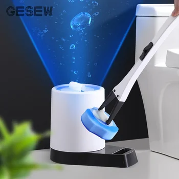 

GESEW Toilet Brush Set With Cleaning Fluid Disposable WC Accessories Without Dead Angle Cleaning Tool WC Bathroom Accessories