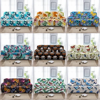 

Homesky Butterfly Stretch Sofa Cover For Living Room non-slip Sectional Elastic Couch Cover 1/2/3/4 Seat Sofa Slipcovers