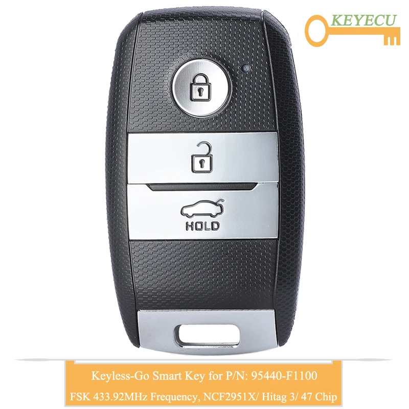 Пульт дистанционного управления KEYECU для Kia Sportage 2018 2019 3 кнопки FSK 433 92 МГц-47 чип