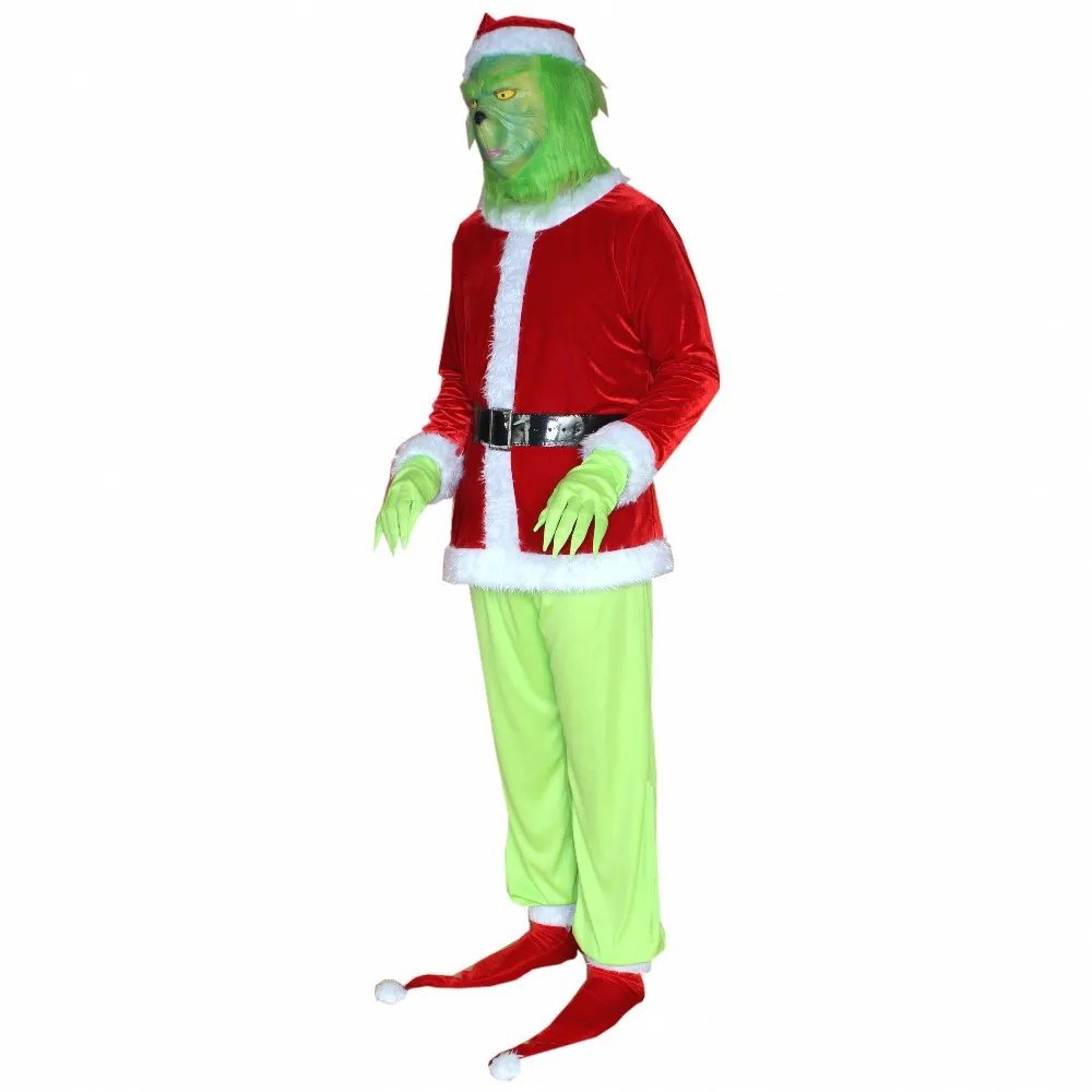 Костюм гринча на Хэллоуин, Рождество, костюм Санты, костюм Grinch для взрослых, косплей, костюм Grinch, Рождественский костюм, наряды
