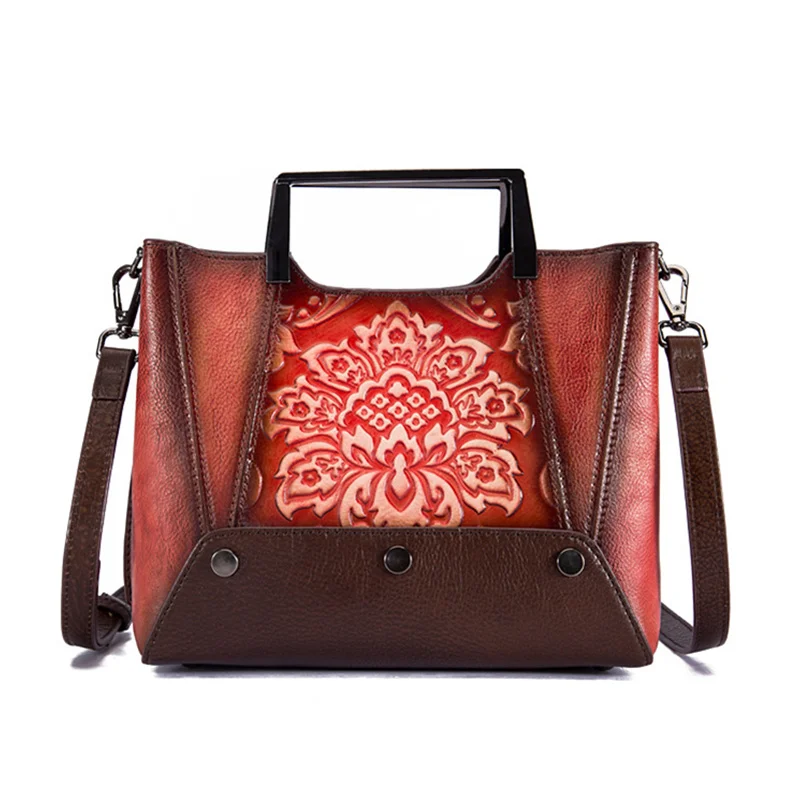 

Real Genuine Leather Handbag Handbags Woman Small Floral Vintage Crossbody Bags For Women Shoulder Messenger Bag sac main femme