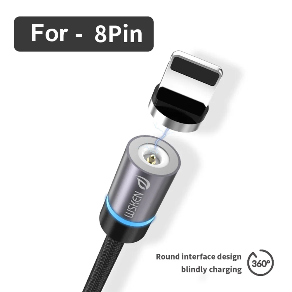 Магнитный usb-кабель Wsken для зарядки, кабель USB C type C для iphone, Магнитный зарядный микро-кабель для samsung, шнур для мобильного телефона - Цвет: Cable for iphone