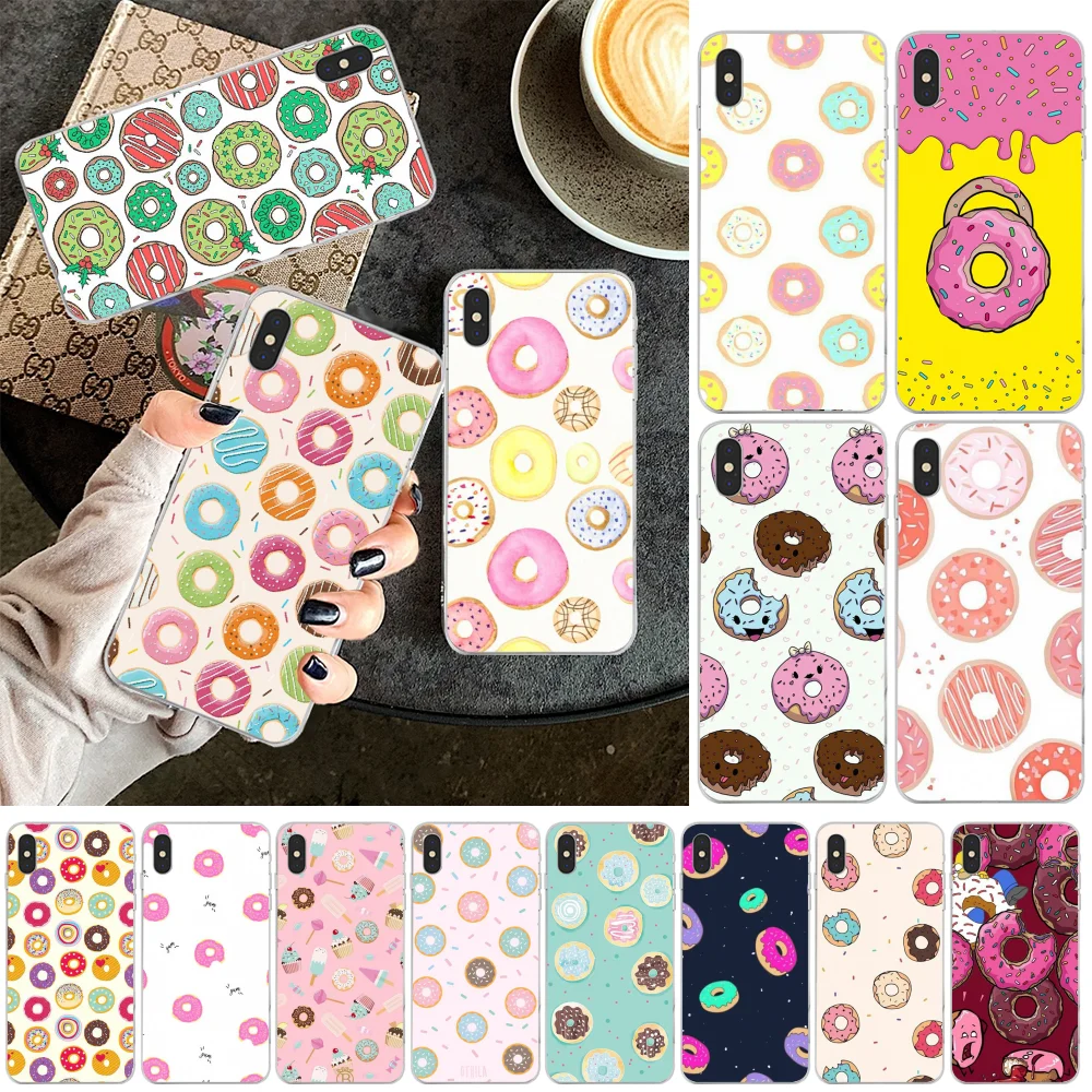 

LJHYDFCNB Cartoon hand drawn donut Luxury Unique Design Phone Cover for iPhone 11 pro XS MAX 8 7 6 6S Plus X 5 5S SE XR cover
