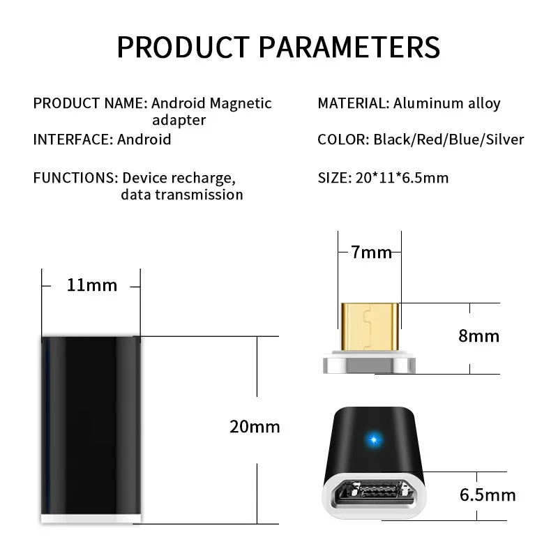 Magnetic cable adapter usb to micro usb adapter magnetic charging adapter USB Charger Android Micro USB Magnetic Adapter for Xiaomi Redmi Samsung Huawei LG HTC Oppo Magnet Adapter Connector