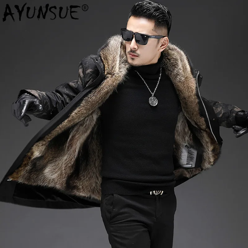 

Azazel 2020 Winter Jacket Men Real Fur Coat Parka Raccoon Fur Jackets Hooded Warm Rabbit Fur Coats Parkas De Hombre 19-2001