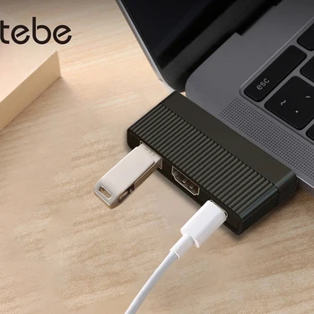 

tebe 3 IN 1 USB 3.1 Hub Type C to HDMI Adapter 4K HD USB C Hub to USB Dock Type C PD Fast Charging For Macbook Pro Huawei P30