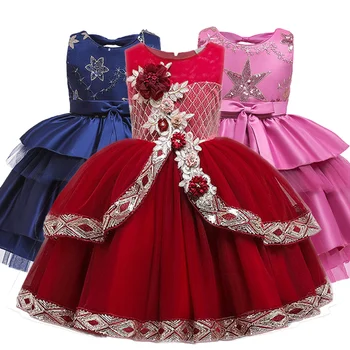 

Baby Embroidery Lace Tutu Princess Dress for Girls Elegant Flower Birthday Party Pageant Formal Dress Sleeveless Girl Clothes