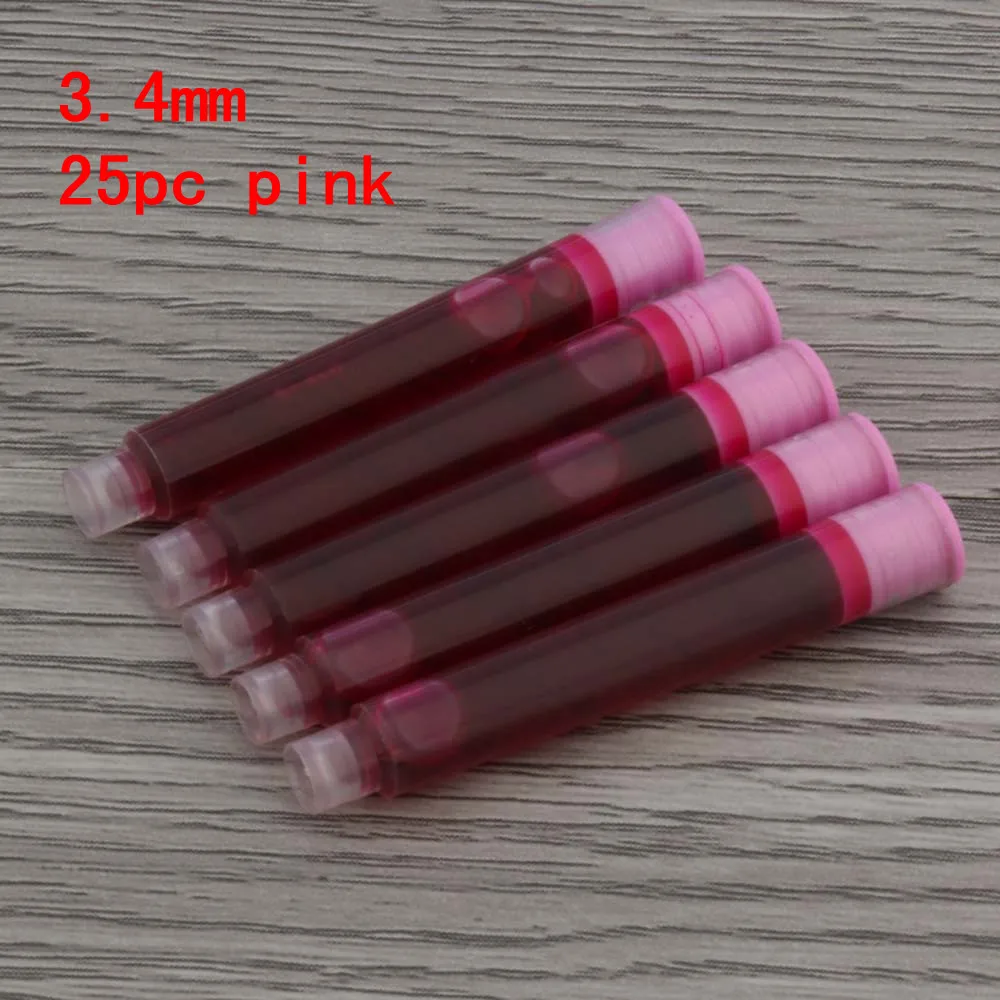 25pcs Universal Fountain Pen Ink Cartridges - Assorted Colors and Sizes for Stationery and Office Supplies