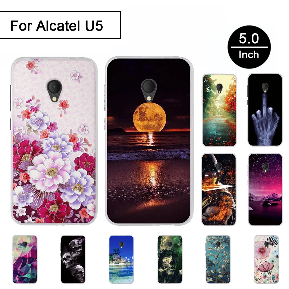 Силиконовый чехол для Alcatel U5 4G 5044D 5044Y задняя крышка 5 0 дюйма мягкие чехлы из ТПУ