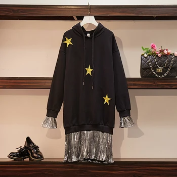 

Harajuku Ladies Stars Embroidery Vintage Long Sweatshirts Women Hoodies Autumn New Style Sweatshirts Casual Plus Size SL547