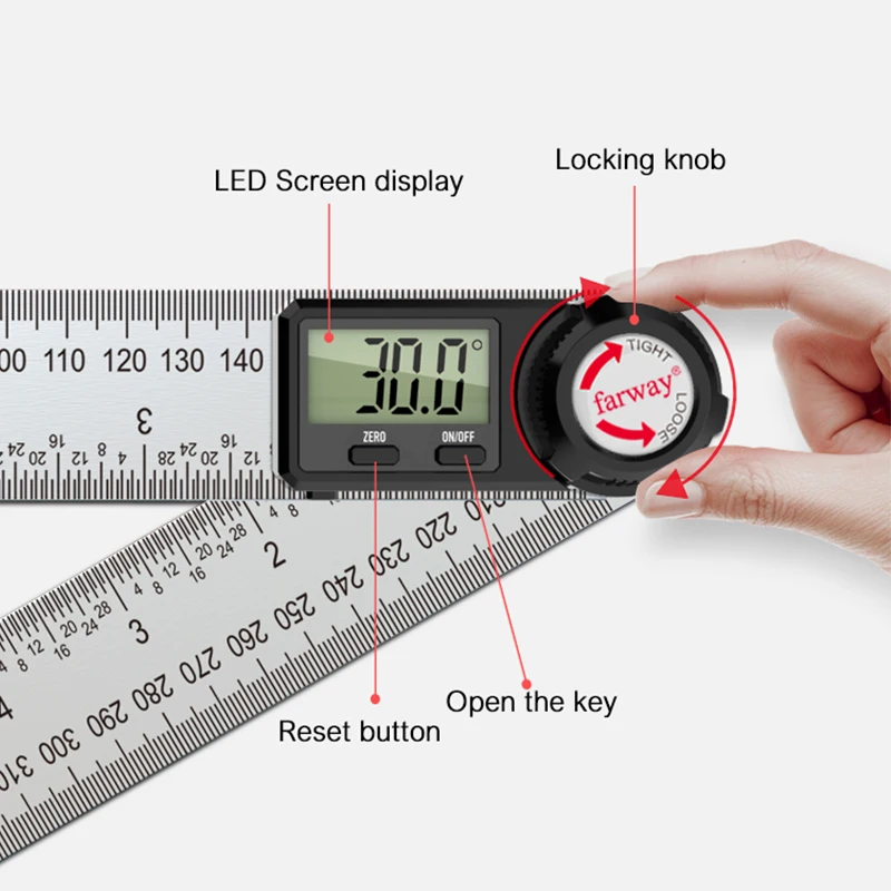Digital Protractor Angle Ruler 400mm 360 Degree Angle Measuring Metric