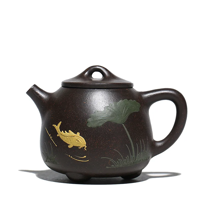 Ручной работы Исин Чайник цвет расписанный вручную рыба чайник zisha Чайник для чая - Цвет: 1