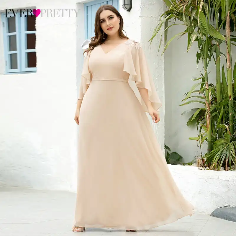 blush plus size mother of the bride dress