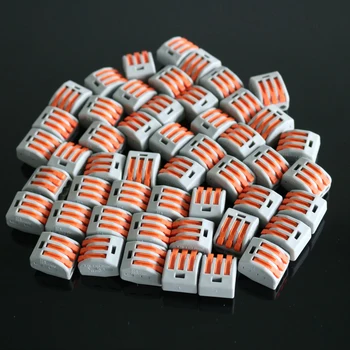 

50pcs 222-413 PCT 213 Mini Fast Wire Connector PCT-213 3 pole Compact Wiring Conductor Terminal Block With Lever 0.08-2.5mm2