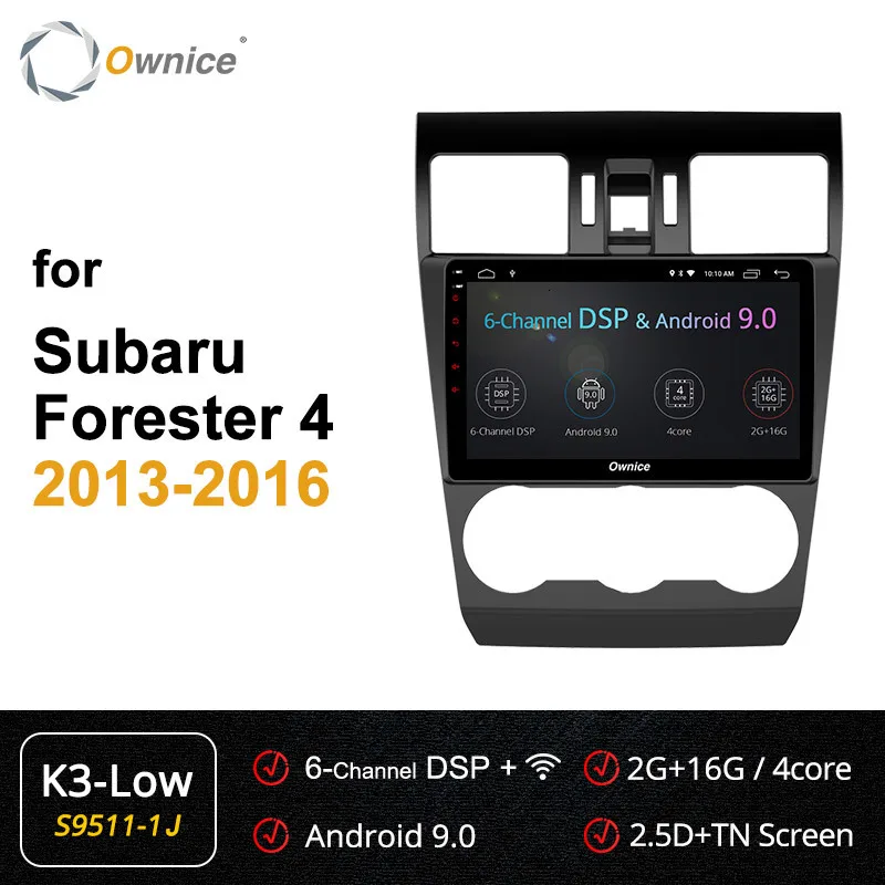 Ownice K1 K2 K3 Android 9,0 Восьмиядерный Автомобильная dvd-навигационная система плеер Автомобильный стерео для Subaru Forester 2013 32GB 4G - Цвет: S9511-1 K3-Low