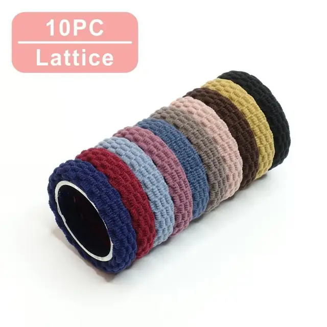 10PCS/Set Fashion Korean Elastic Hair Bands For Women's High Elastic Hair Circle Hair Rope Hair Accessories Headwear Headdress A2-Lattice