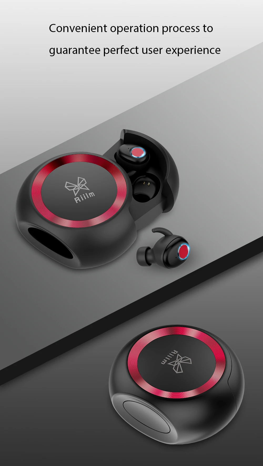 Наушники Riilm T580 TWS Bluetooth 5,0, беспроводные стерео наушники с громкой связью IPX5, водонепроницаемые, с невероятным качеством звука