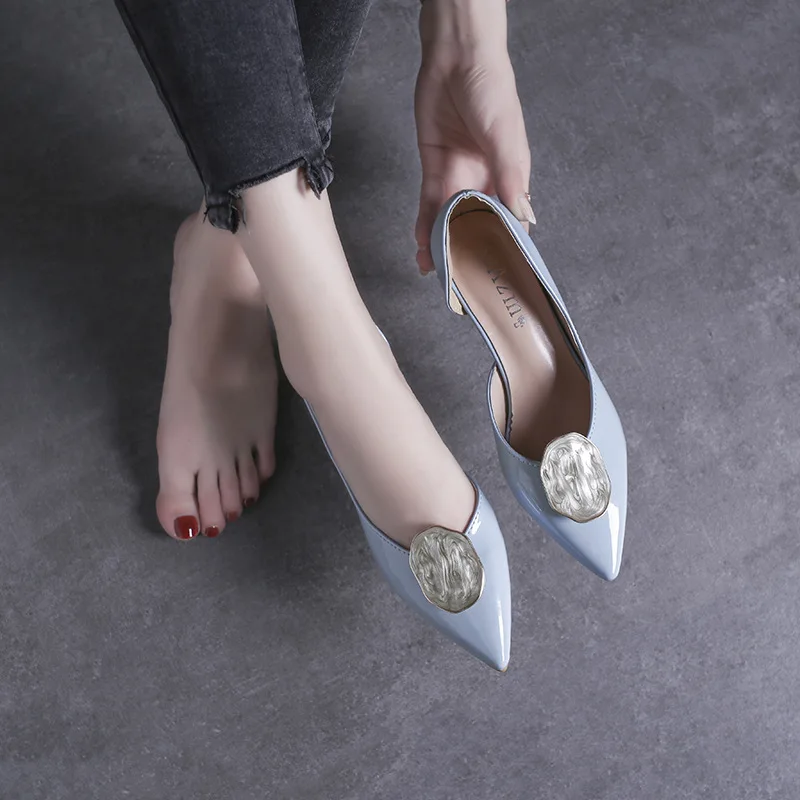 

Online Celebrity Pointed-Toe Single Shoes Women's 2019 Summer New Style Korean-style Versatile Fairy Crystal Thin Heeled Low-Cut