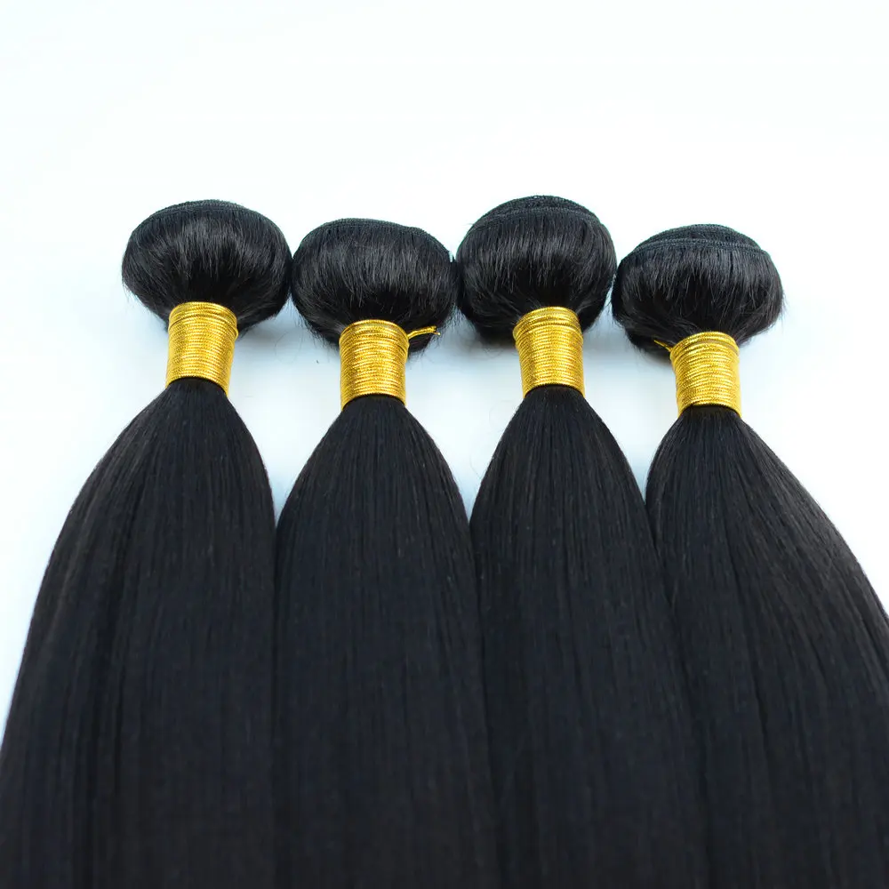 Adorable Synthetic Hair Extension Yaki Straight 100g 20-30inch Soft Silk Weave Bundles Heat Resistant