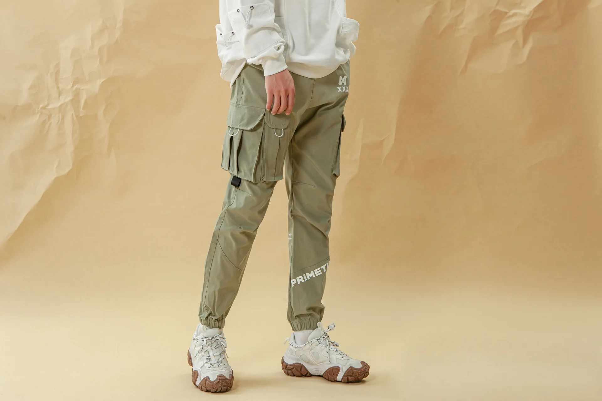 

Wu Airlines 2020 New Style Popular Brand Casual Pants Men's Loose-Fit Trend Cargo Skinny Ankle Banded Pants Straight-Cut Bib Ove