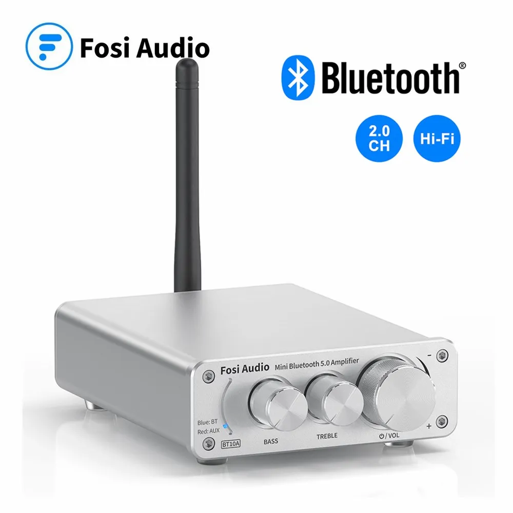 

Fosi Audio BT10A Bluetooth 5.0 Stereo Amplifier Receiver Class D Mini HiFi Integrated Amp for Home Speakers 50W*2 amplificador