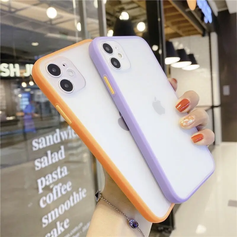 

Multicolor Matte Transparent Phone Case For iPhone 11 Pro Max 7 8 Plus X XR XS Max SE2020 Straight Frame Shockproof Cover Coque