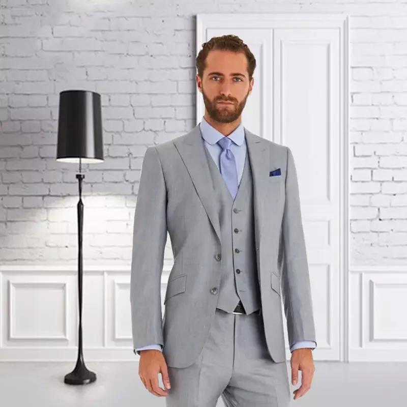 Traje Novio Para Hombre, Esmoquin Gris Para Boda, Traje De Novio, Ropa De Un Botón, Tres Piezas, Chaqueta, Chaqueta Ajustada - Para Novio - AliExpress